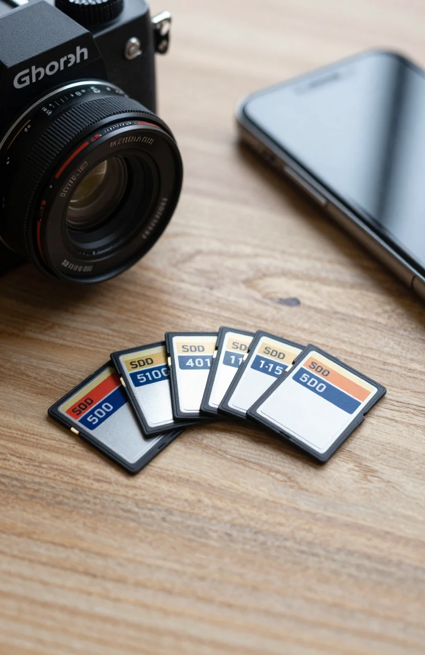 microSD cards and adapter on a light desk