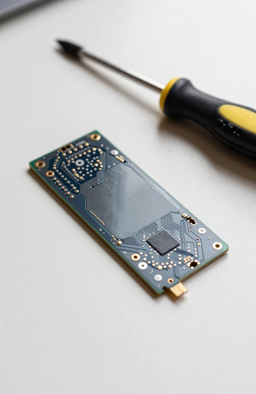 Close-up of an SSD being prepared for secure wipe before resale