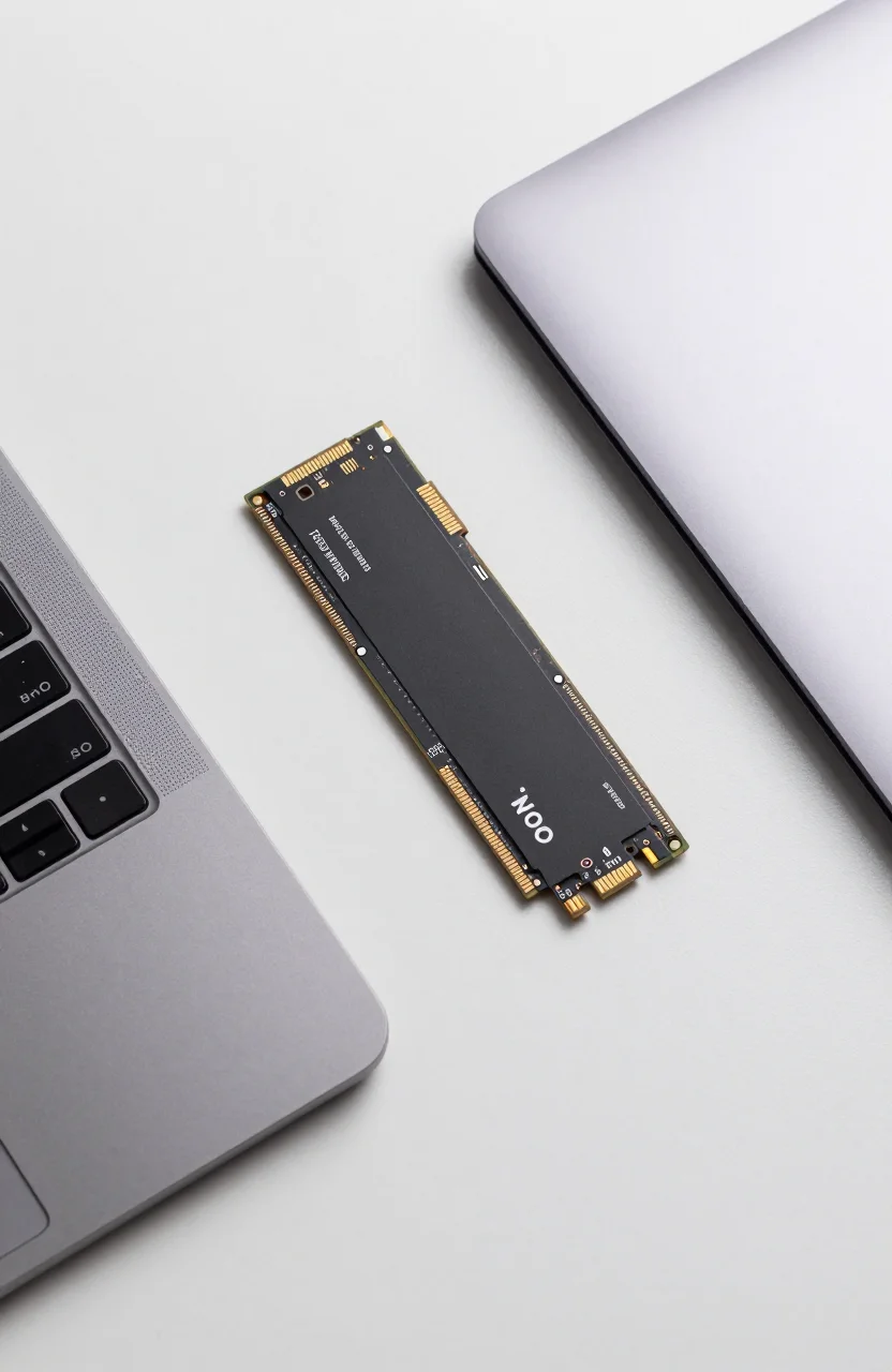 Laptop with M.2 NVMe SSD being installed during an upgrade