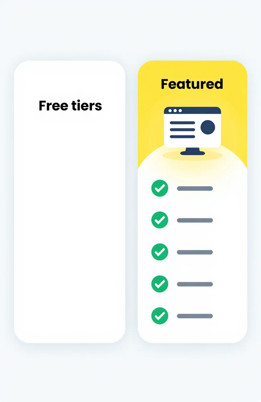 Comparison of a free directory listing card versus a featured directory listing card showing different visibility levels