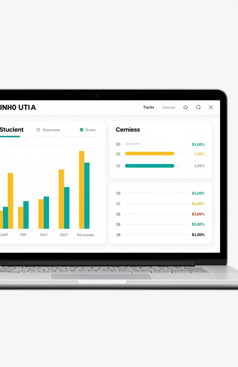 Analytics dashboard on a laptop showing referral traffic sources from directory listings with UTM tracking data