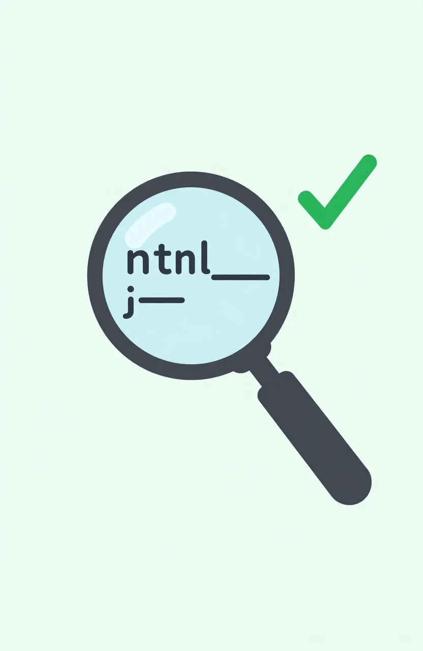 Magnifying glass inspecting an HTML anchor tag with a dofollow rel attribute and a green checkmark symbol