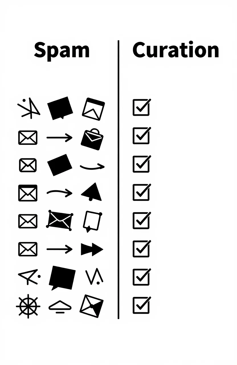 Checklist comparing spam directories versus curated web directories for backlink vetting