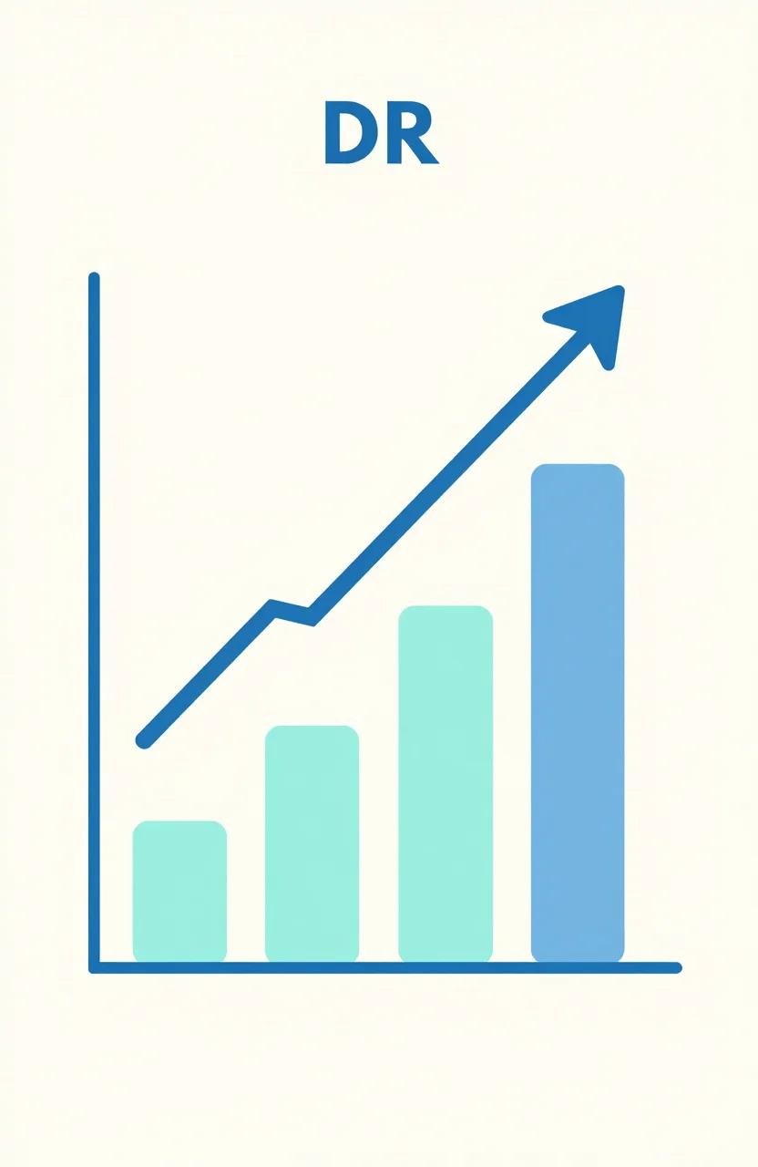 Clean chart-style illustration of Domain Rating rising slowly for a new website
