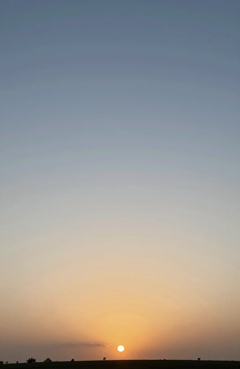 Ciel clair au lever du soleil sur une ligne d'horizon equilibree