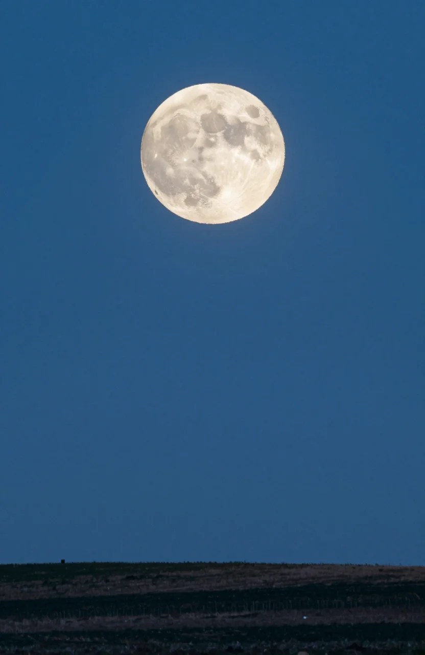 Pleine lune lumineuse au-dessus d'un paysage nocturne calme