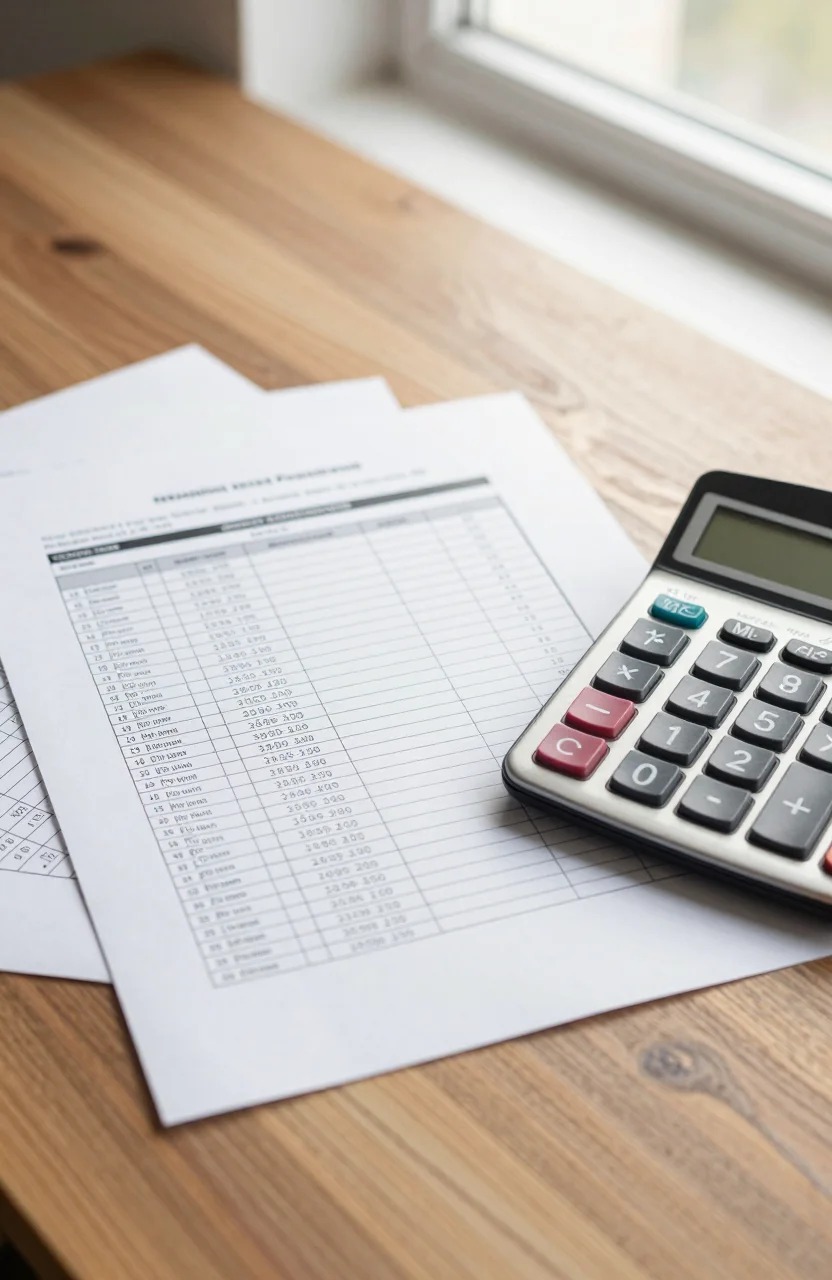 Documents de budget de copropriete sur une table en bois