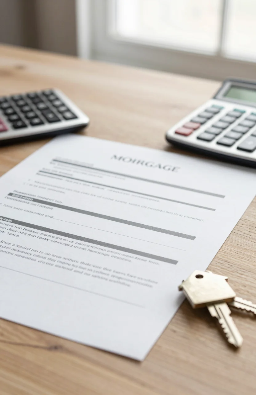 Simulation de credit immobilier sur un bureau avec documents