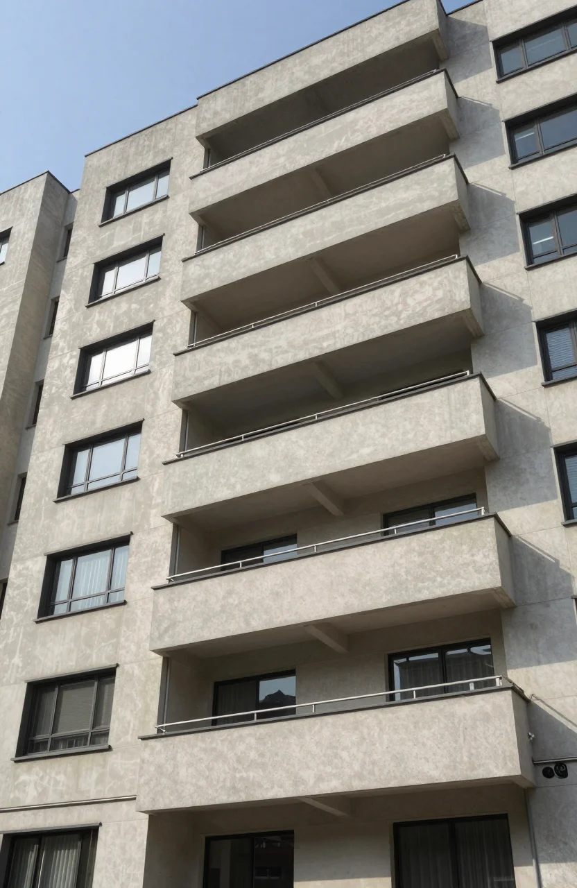 Facade d immeuble residentiel vue depuis la rue un jour clair