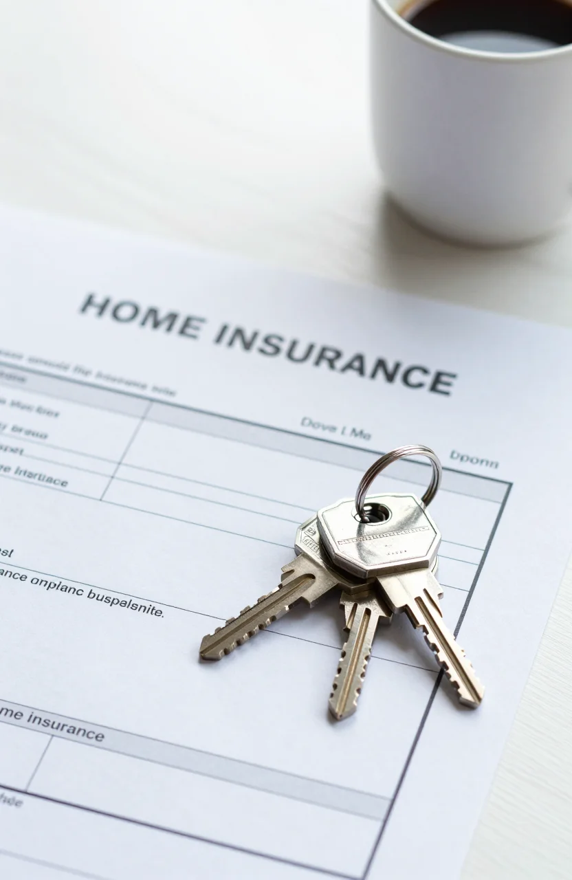Dossier assurance emprunteur et cles de maison sur une table