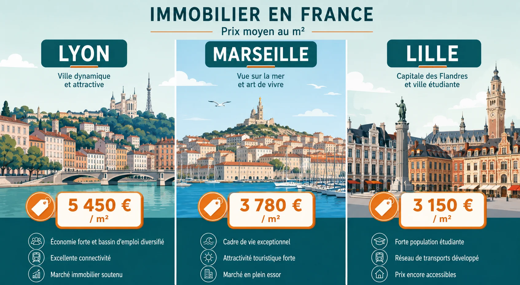 Lyon vs Marseille vs Lille : rapport qualité-prix 2026