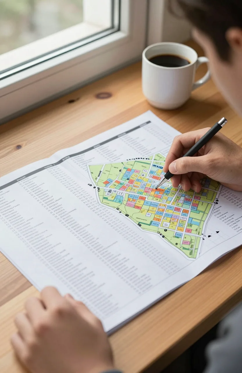 Carte et documents de prix immobiliers pour comparer des villes voisines