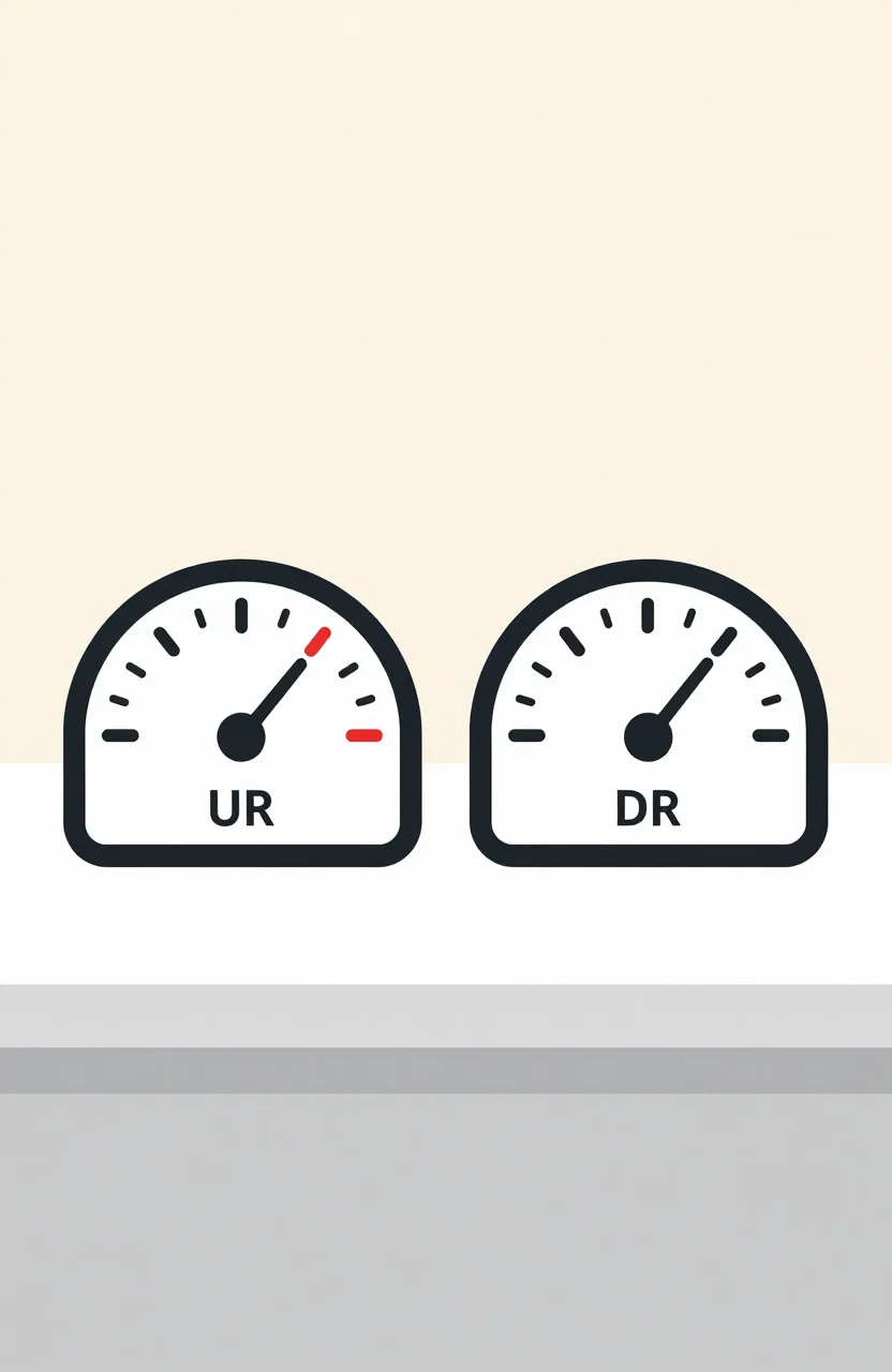 Simple chart comparing URL Rating and Domain Rating on a light background
