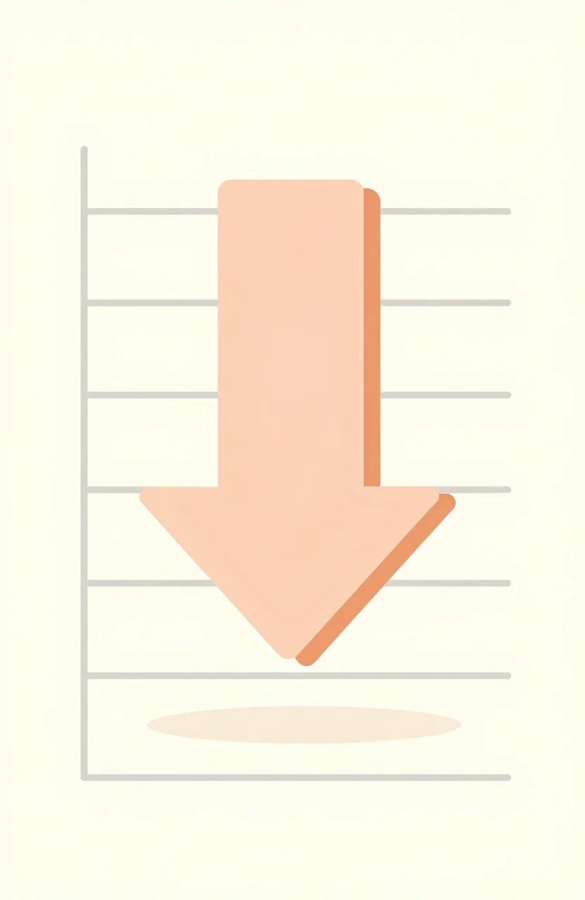 Downward trend line on a simple analytics chart with calm light colors