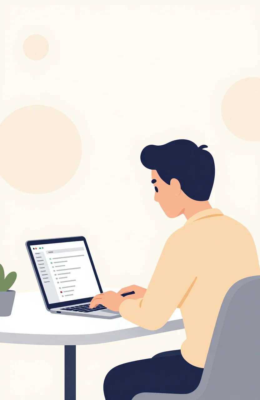 Founder at a bright desk completing an online project listing on a laptop
