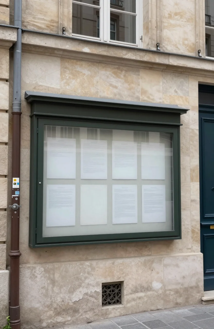 Panneau d affichage municipal devant une mairie de quartier
