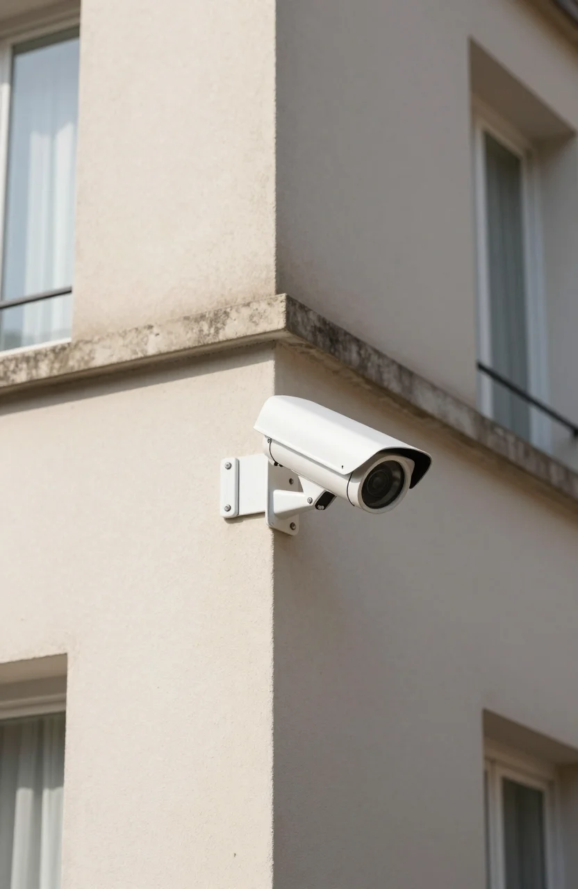 Caméra de surveillance sur façade de maison