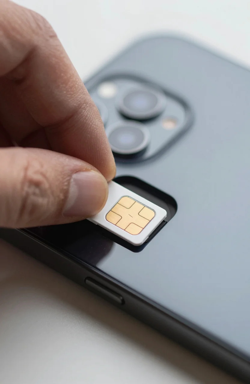 Insertion d'une carte SIM dans un smartphone