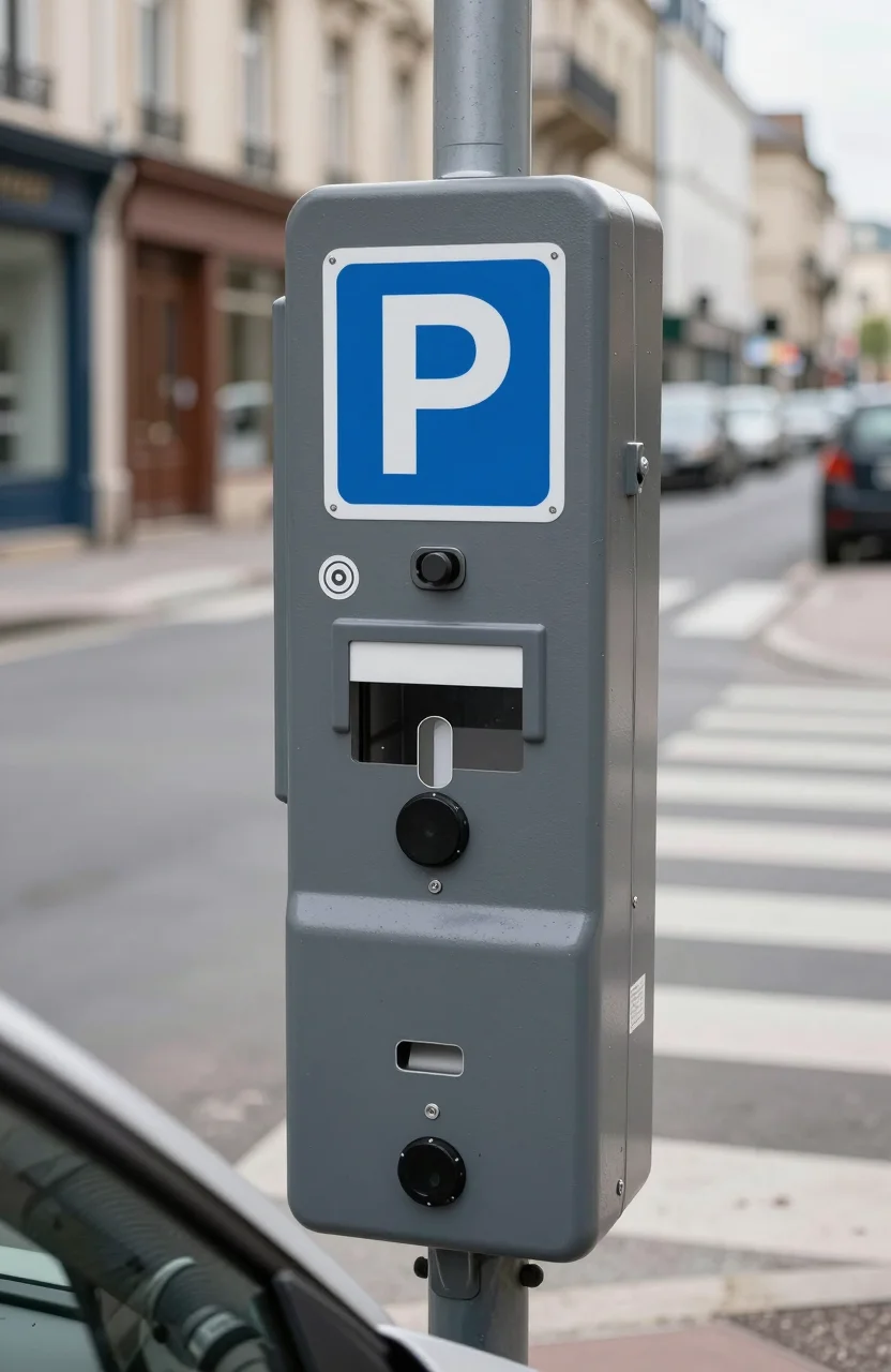 Avis de paiement de stationnement posé sur un pare-brise en centre-ville