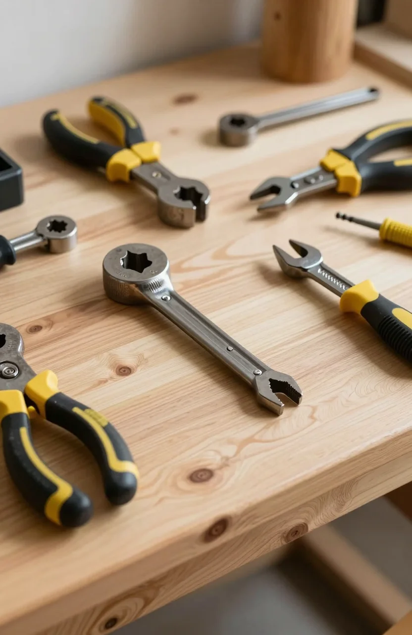 Établi de bricolage à domicile avec outils