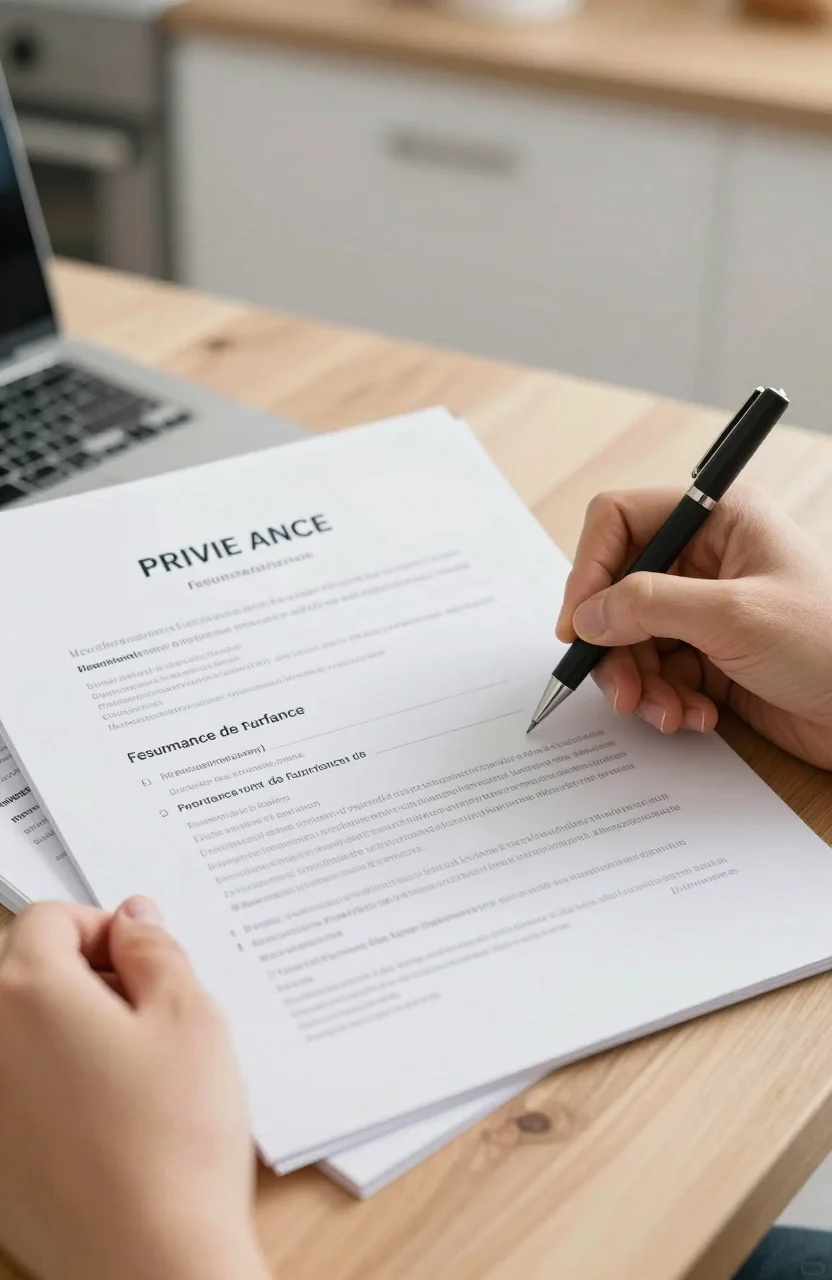 Famille consultant des documents d'assurance à table