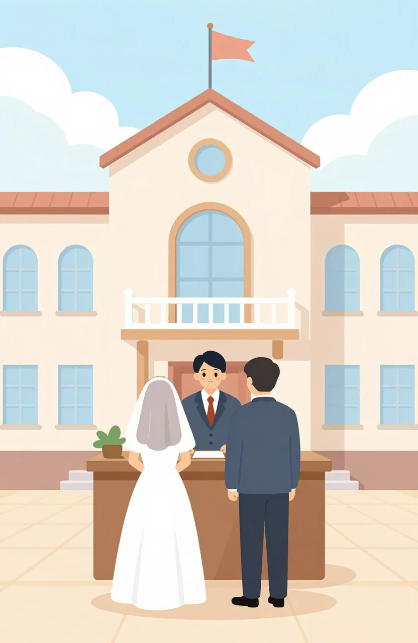 Cérémonie de mariage civil dans une mairie lumineuse