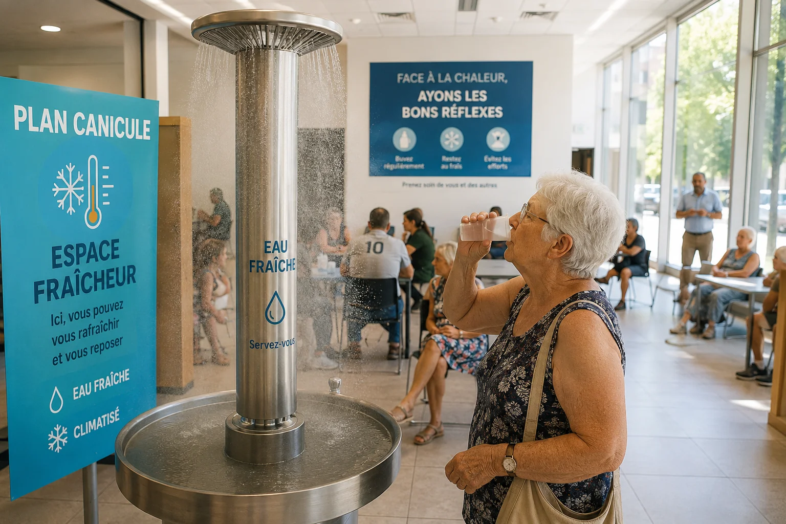 Plan canicule mairie : salles climatisées et points d'eau