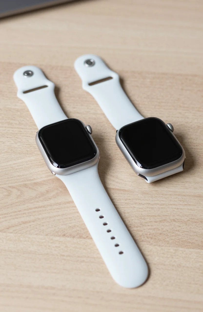 Bracelet de rechange pour montre connectée posé à côté d'une montre