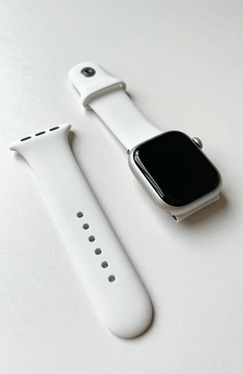 Bracelet silicone pour montre connectée posé à côté de la montre