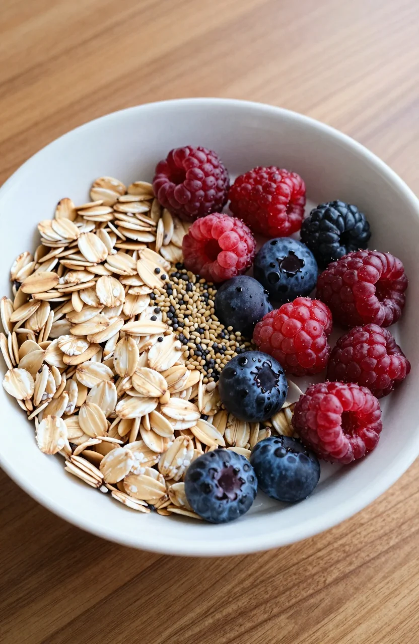 Bol de flocons d'avoine avec fruits frais et graines