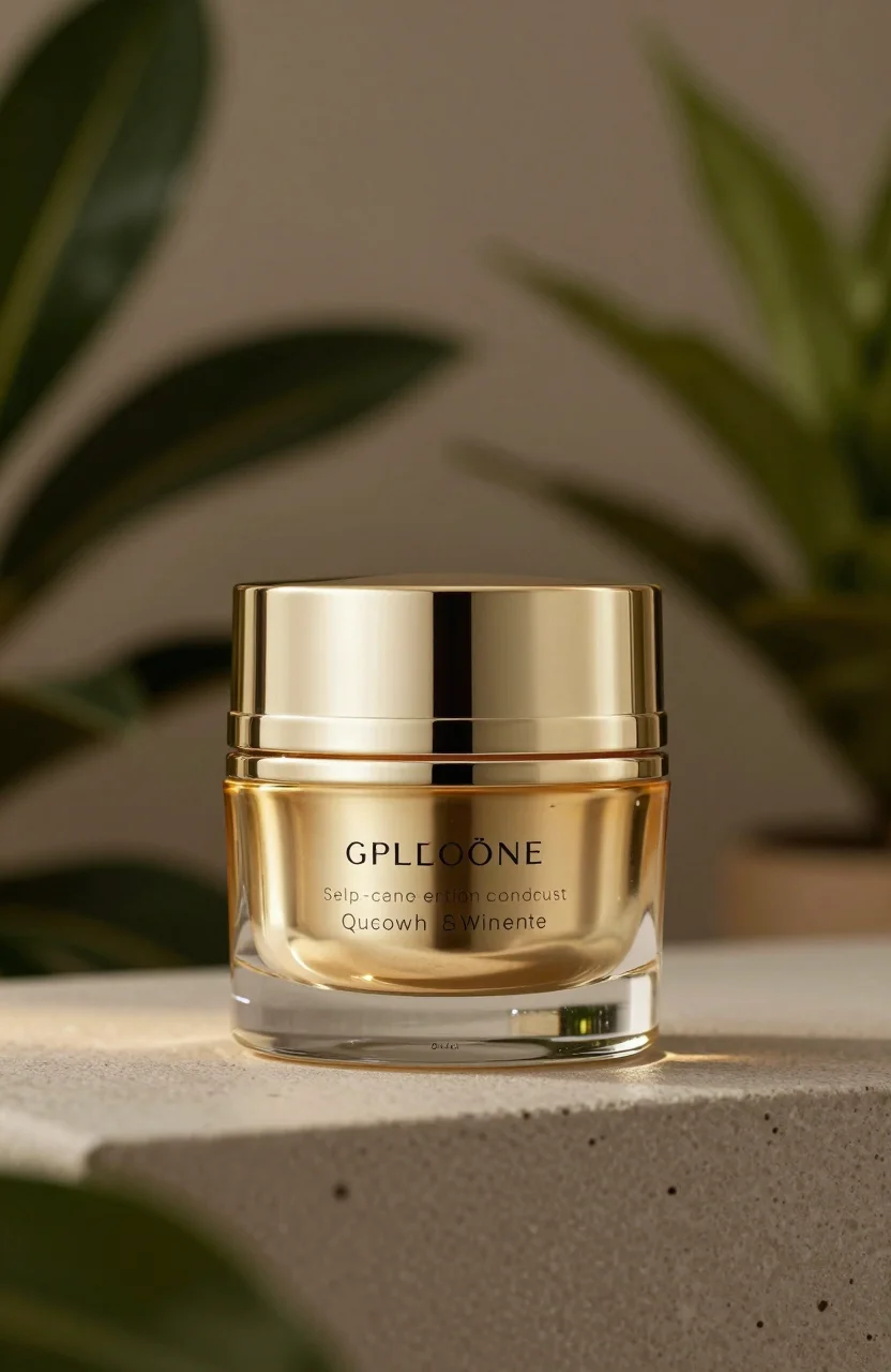 Pot de crème visage dans une salle de bain lumineuse