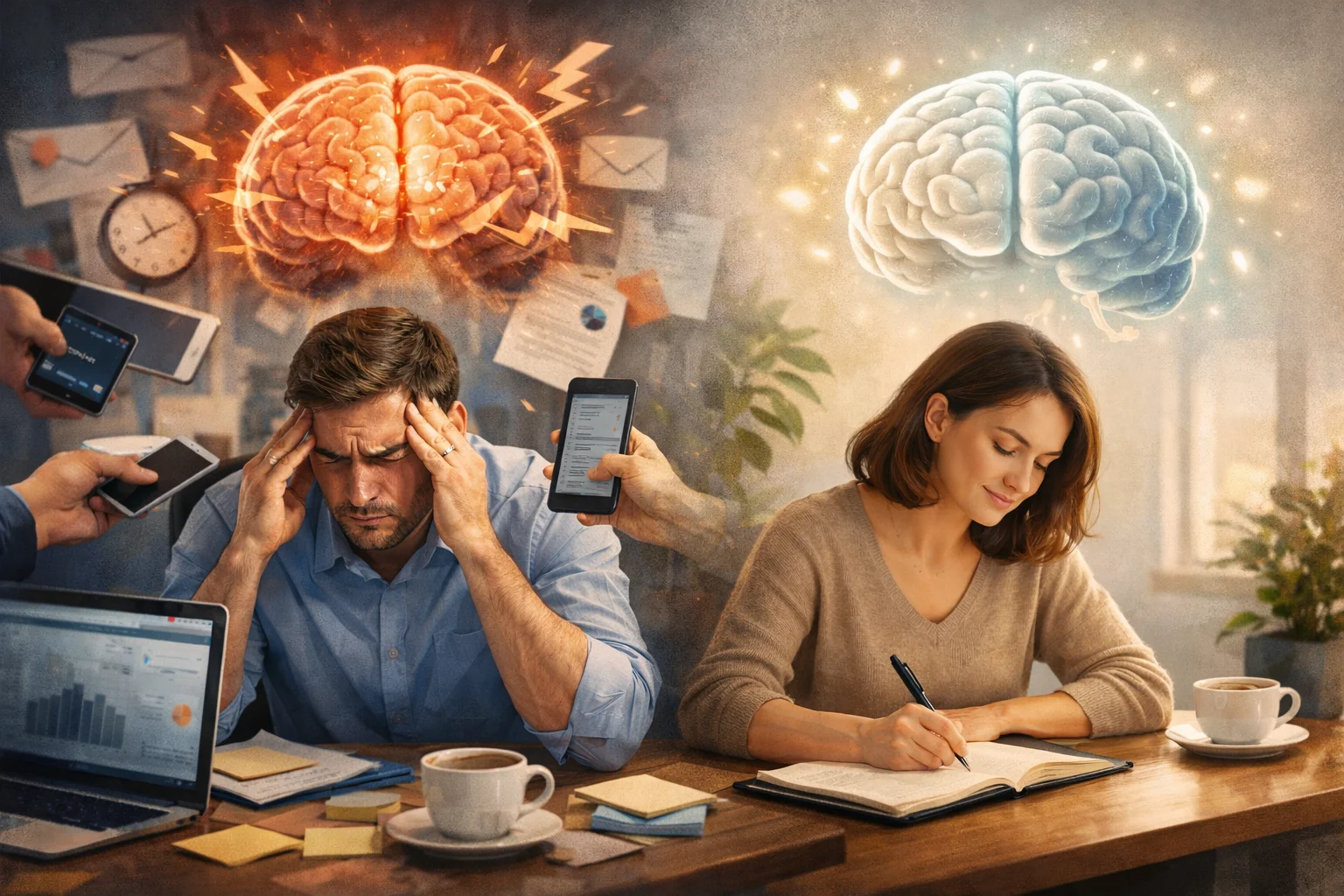 Multitâche : fatigue cérébrale et solutions