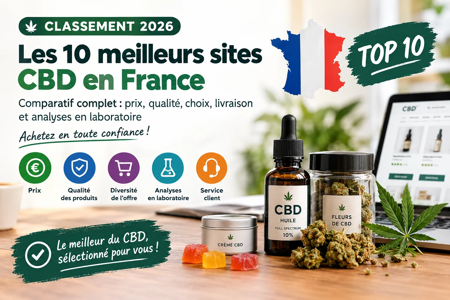 Meilleurs sites CBD en France en 2026 : Top 10 comparatif