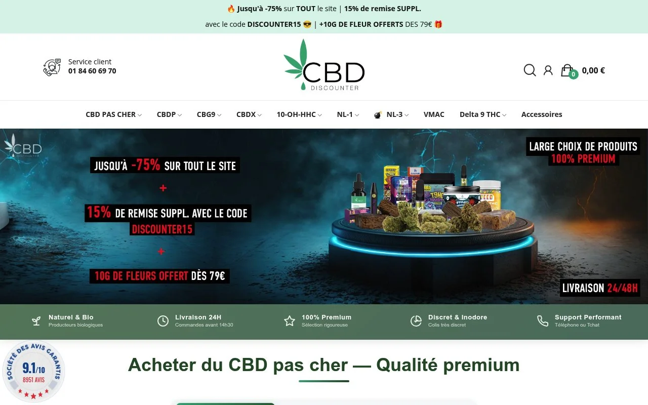 Aperçu du site CBD Discounter