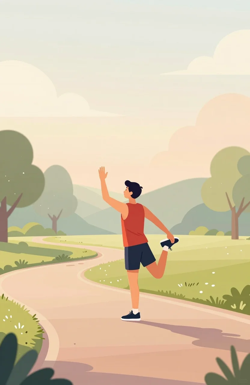 Coureur matinal sur une piste claire par temps chaud et ensoleille