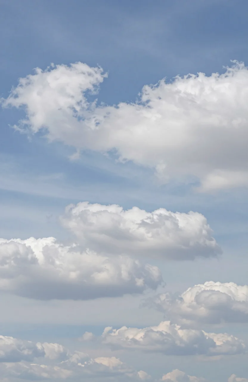 Ciel avec cumulus blancs et cirrus fins au-dessus d un paysage rural