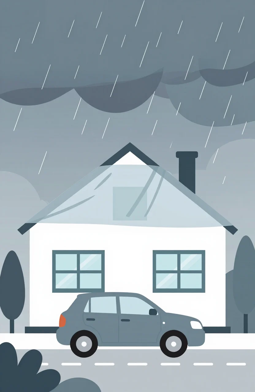 Orage de grêle protégeant maison voiture et jardin