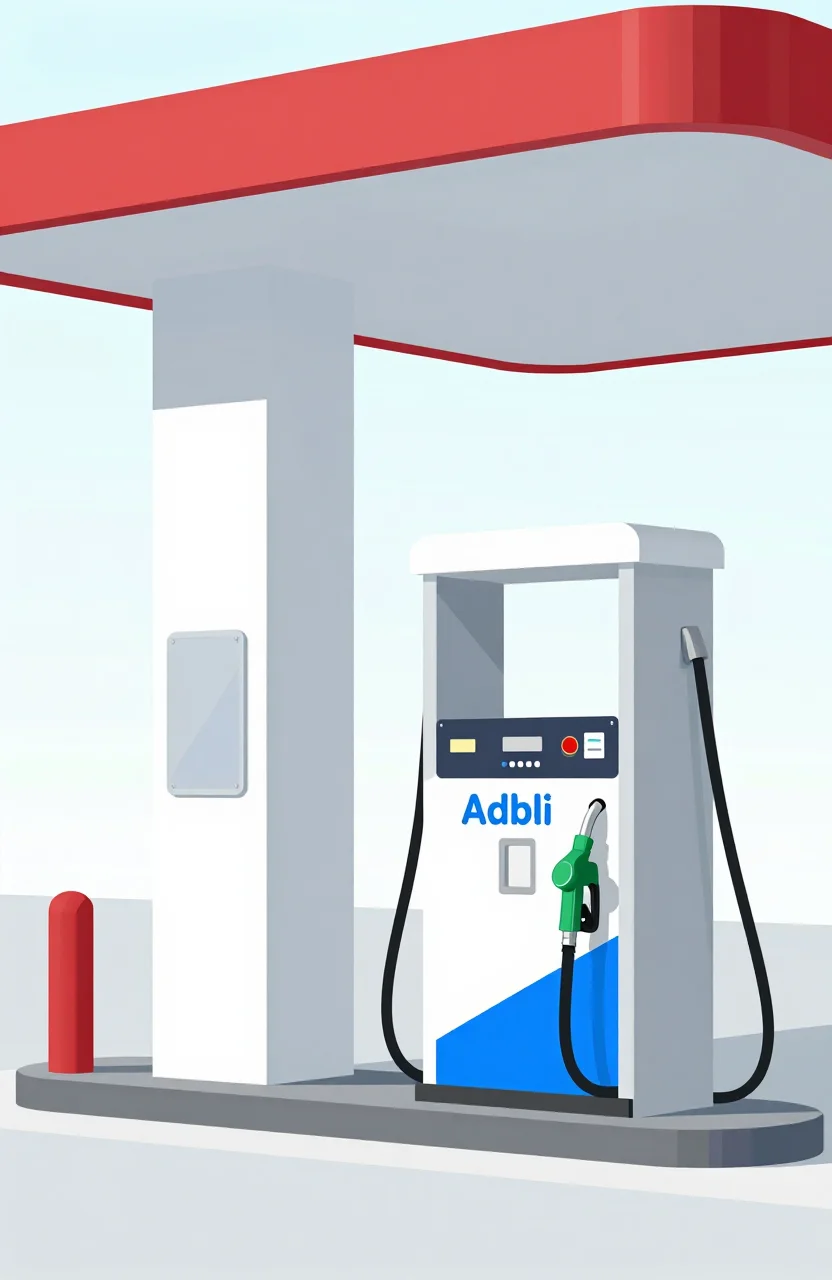 Pompe AdBlue bleue à une station-service en journée