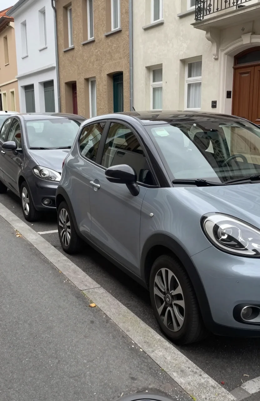 Voiture partagée en stationnement urbain à côté d'une voiture personnelle