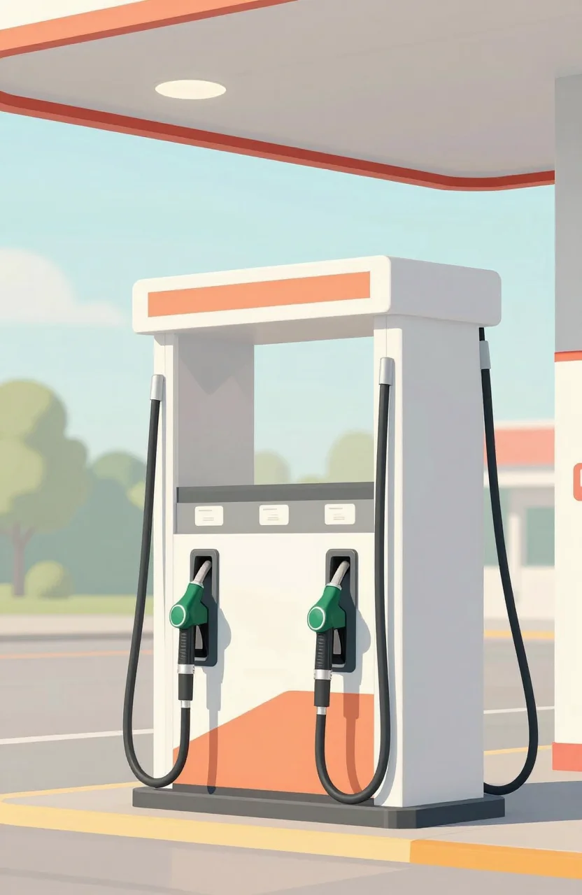 Pompe de station-service avec pistolets essence et diesel côte à côte