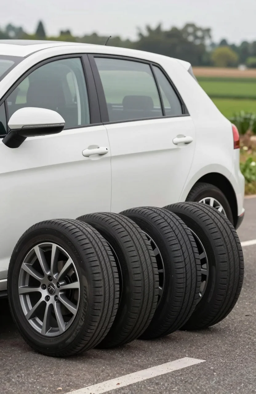 Pneus voiture sur route pour réduire la consommation de carburant
