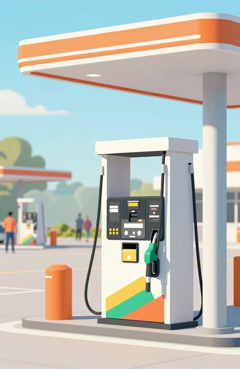 Totem de station-service avec prix du carburant en journée