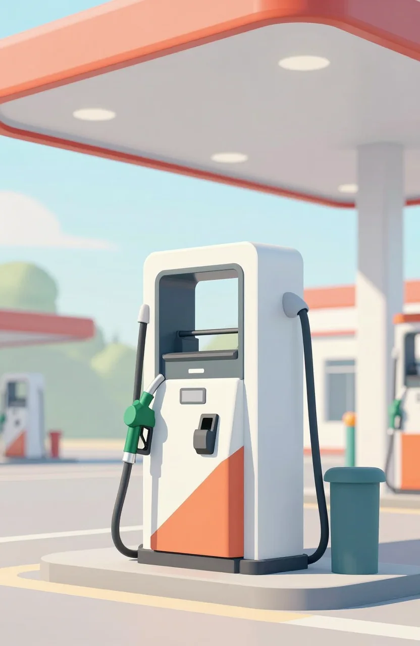 Pompe essence SP95-E10 dans une station-service en journée