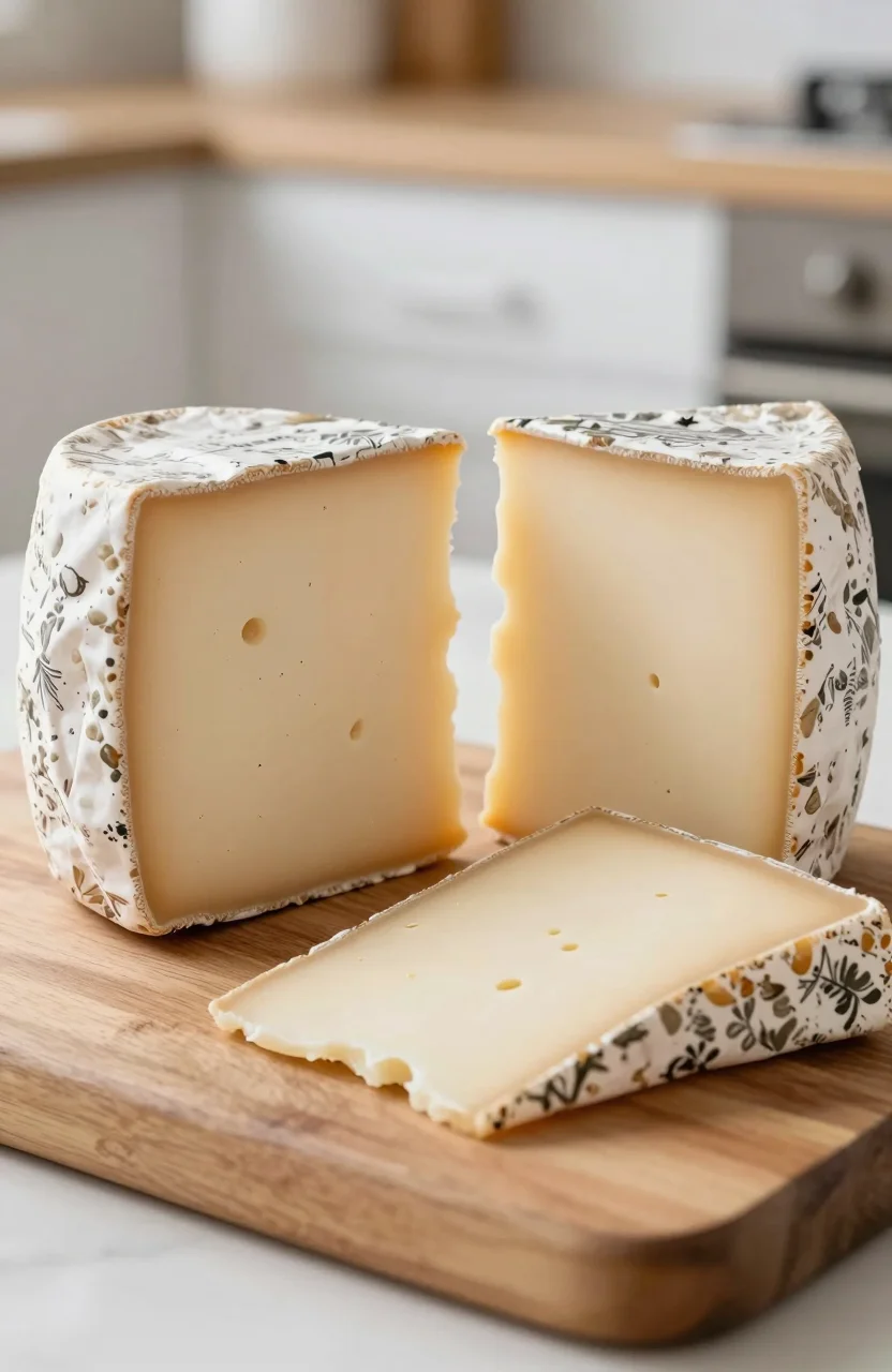 Fromages à pâte molle et étiquette de lot sur un plateau de fromagerie