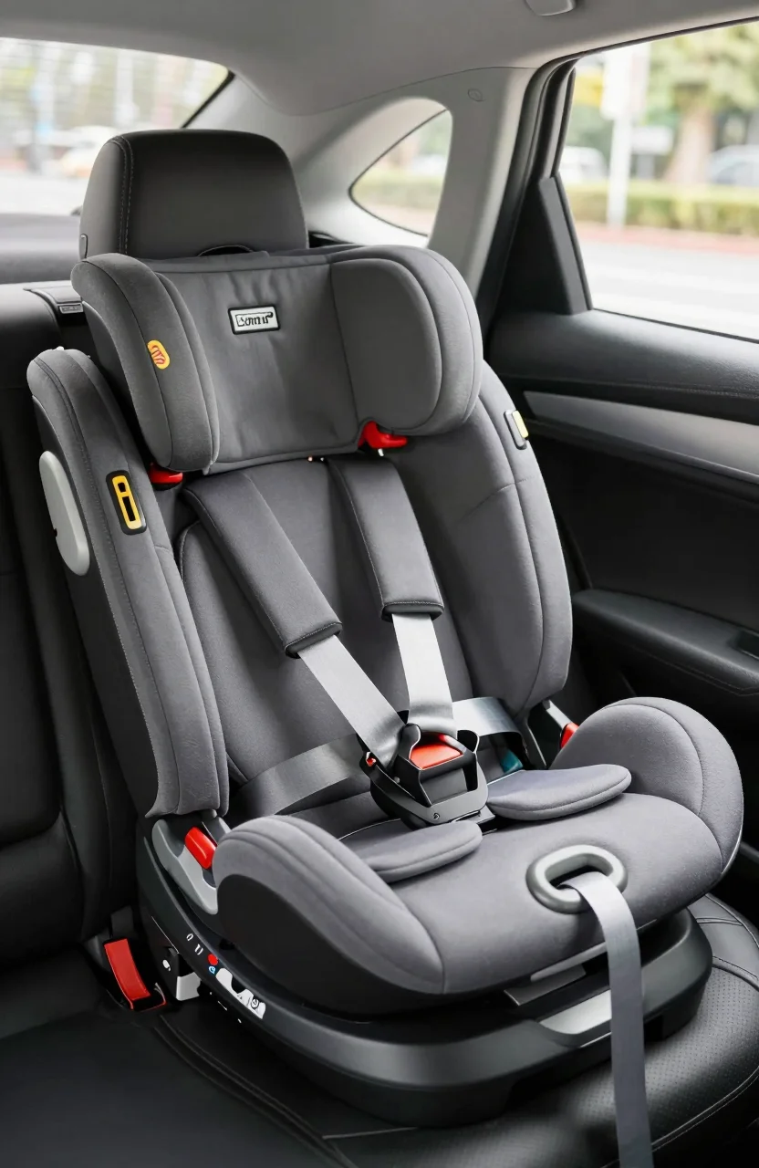 Siège auto enfant installé sur une banquette de voiture