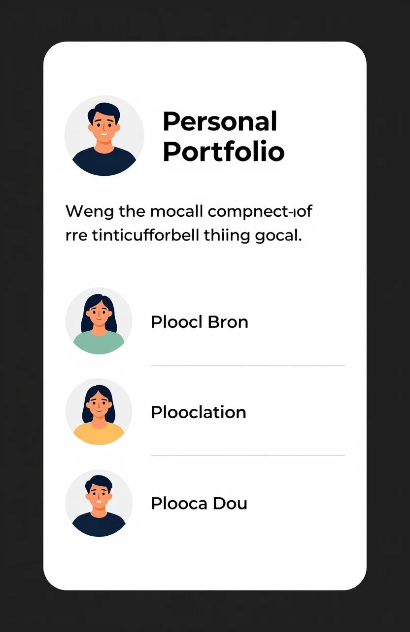Clean flat illustration of a personal portfolio listing card on a light background