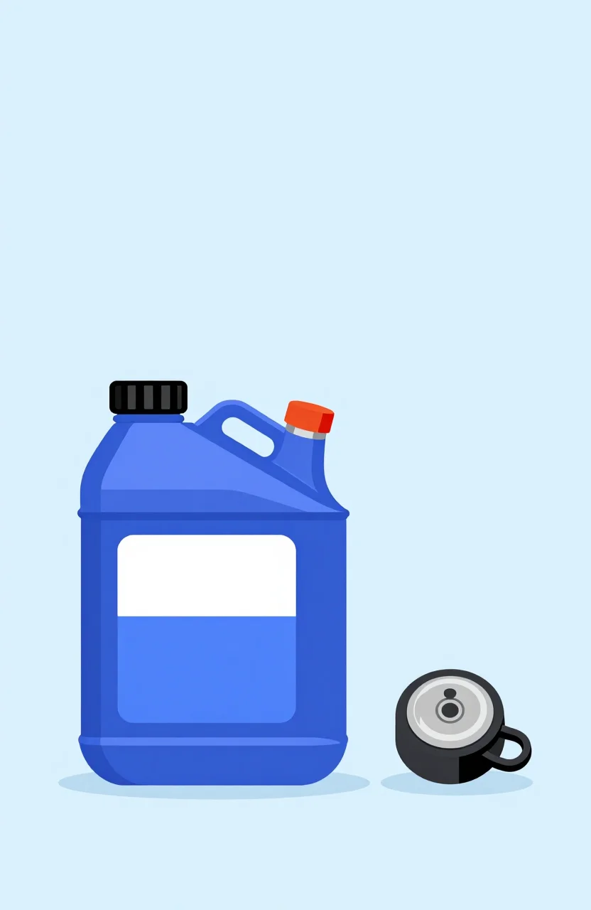 Illustration d'un bidon d'AdBlue posé à côté d'un réservoir de véhicule diesel