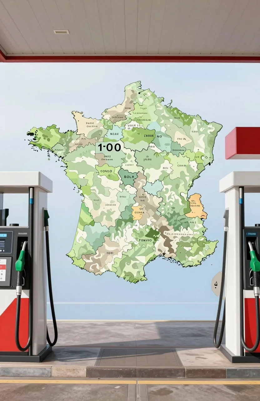 Carte de France avec stations-service et prix carburant par departement