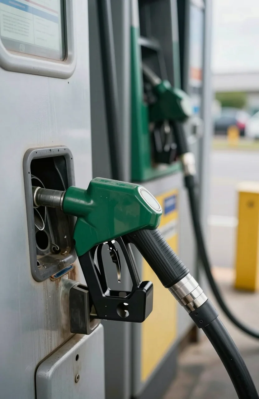 Pompe a gazole diesel sur une station-service en plein jour