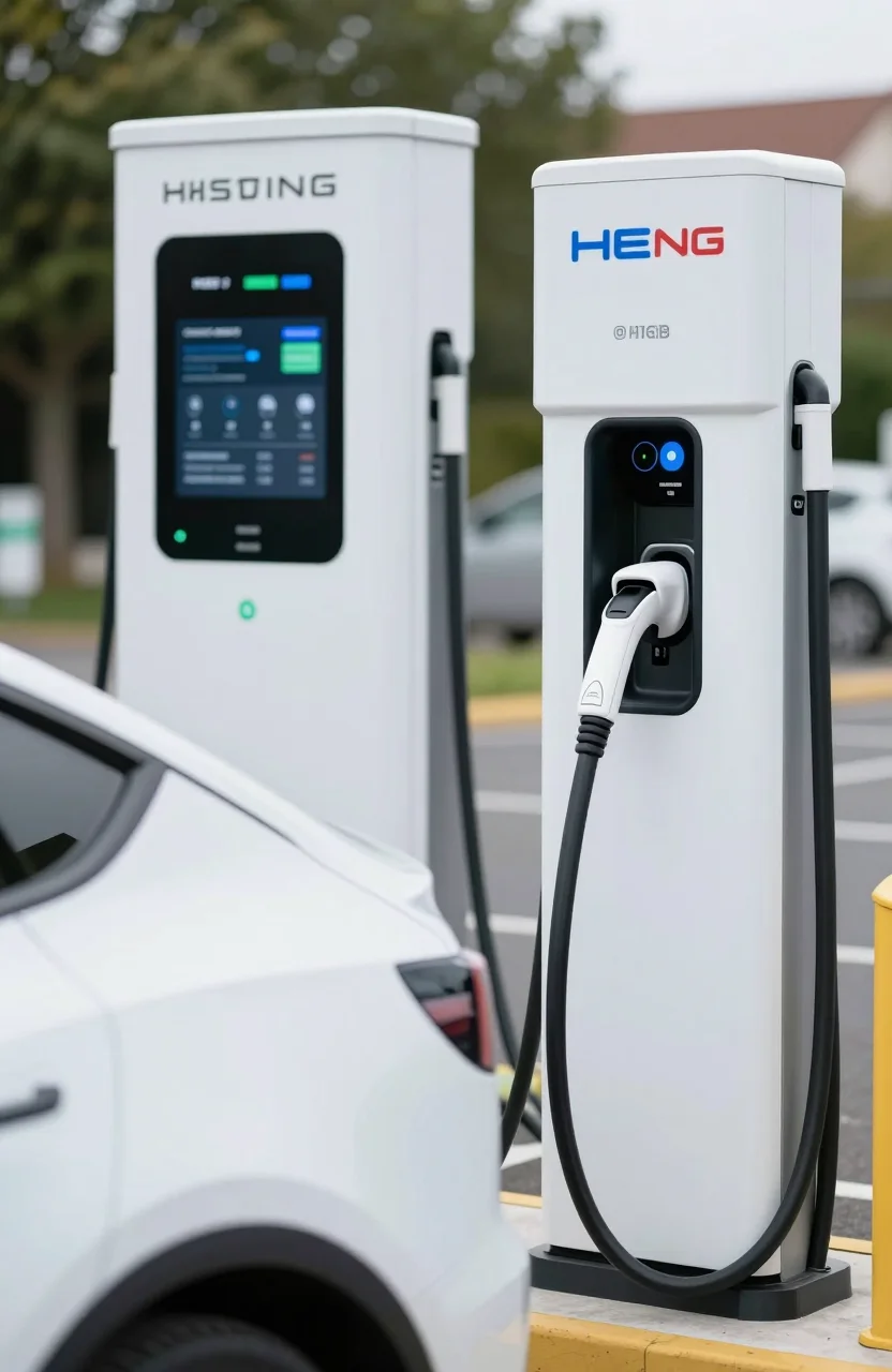 Borne de recharge electrique sur parking en France